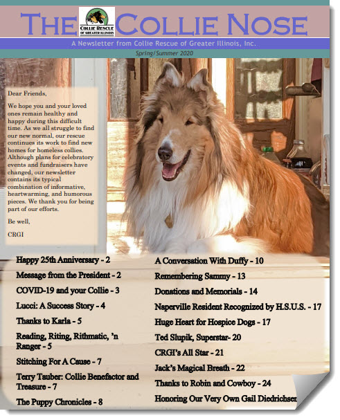Collie Nose Spring and Summer 2020 Newsletter cover